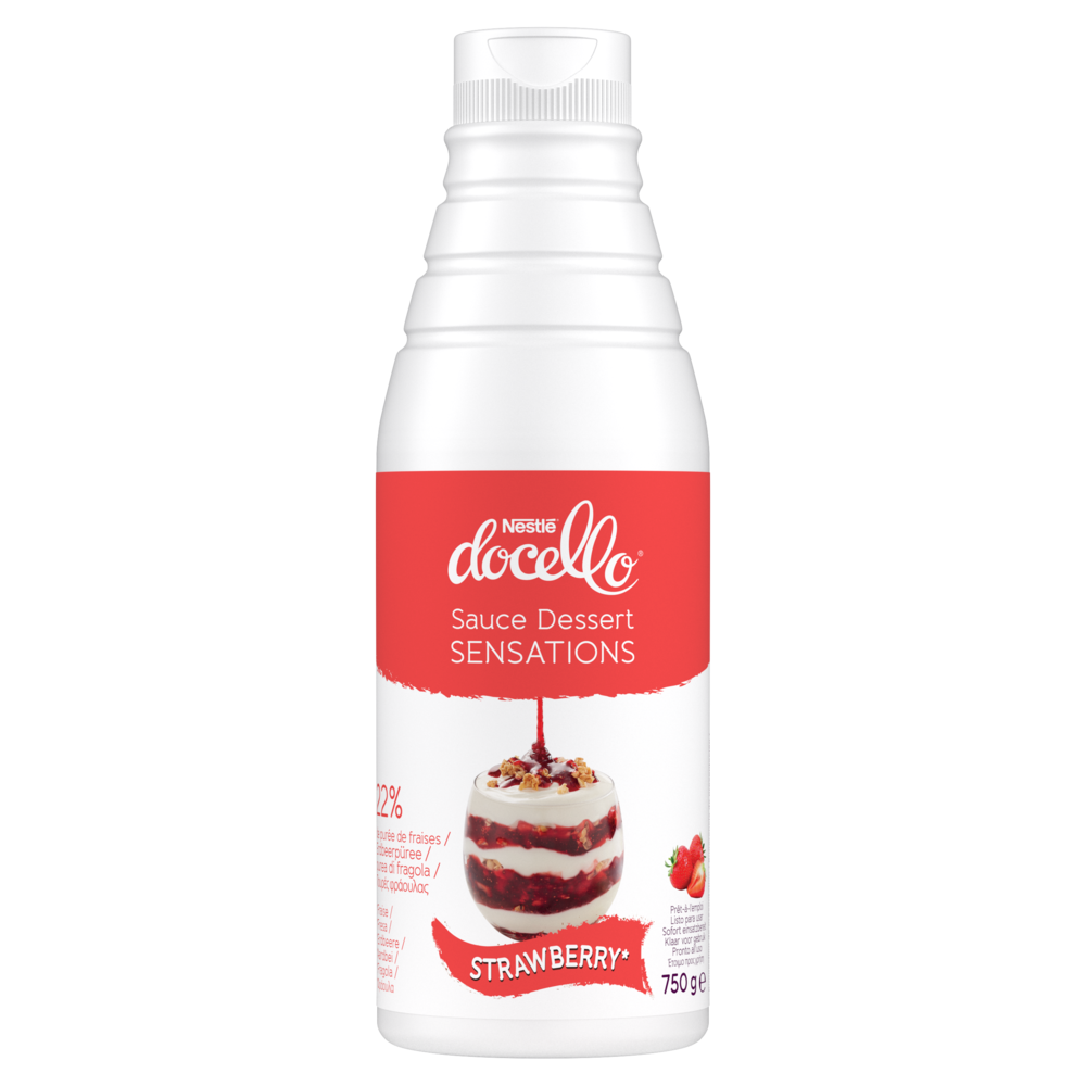 313499 DOCELLO® Sauce Sensations Fraise - Bouteille de 750 g