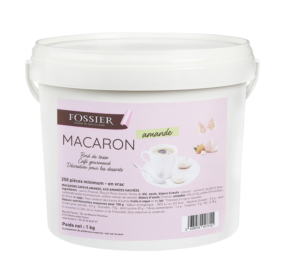 Seau + pince en bambou Macarons à l’Amande Fossier - 250 pièces