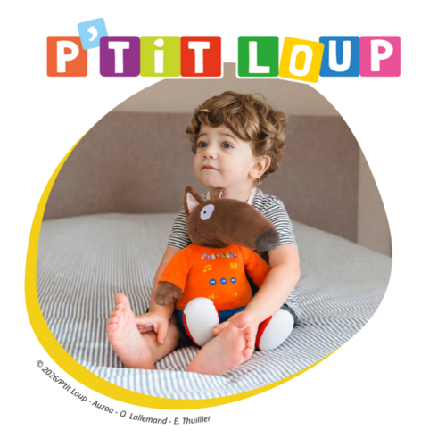 P’TIT LOUP – PELUCHE MUSICALE ET CONTEUSE D’HISTOIRES – 26 CM