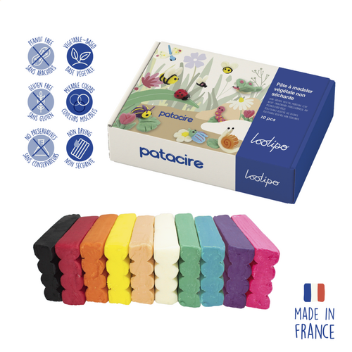 Pâte à modeler végétale non séchante - PATA CIRE - 10 coloris