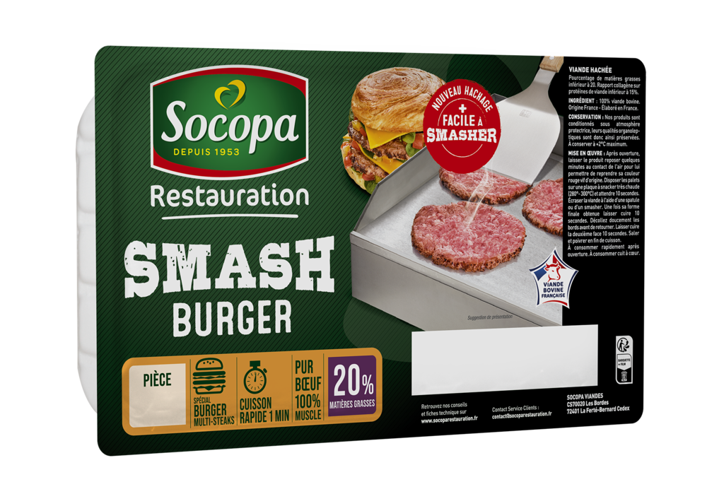 SMASH BURGER 20% M.G pur boeuf VBF 60g 319413