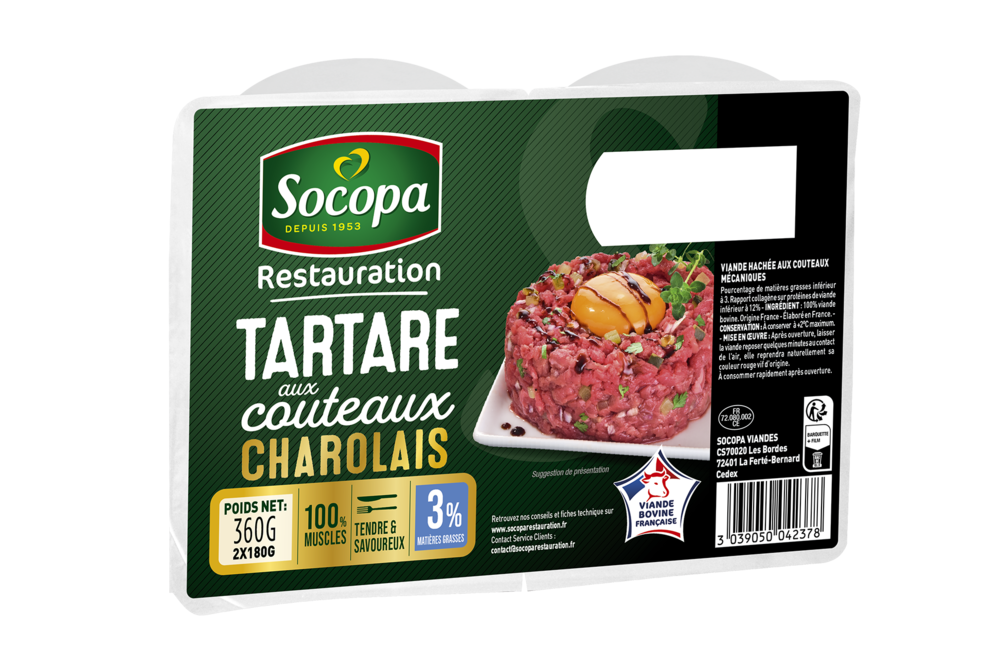 Tartare aux couteaux 3% M.G charolais 180g 64657
